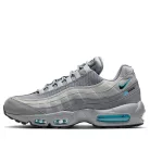 Nike Air Max 95 Retro Logo Grey Aqua nízke streetové tenisky sivé — produktová fotografia na bielom pozadí, bočný pohľad