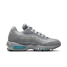 Nike Air Max 95 Retro Logo Grey Aqua nízke streetové tenisky sivé — produktová fotografia na bielom pozadí, bočný pohľad