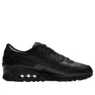 Nike Air Max 90 Leather Triple Black nízke streetové tenisky čierne — produktová fotografia na bielom pozadí, bočný pohľad