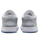 Jordan 1 Low Wolf Grey dámske nízke streetové tenisky biele-sivé — produktová fotografia na bielom pozadí, bočný pohľad