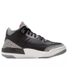 Jordan 3 Retro Black Cement (2024) detské nízke streetové tenisky čierne — produktová fotografia na bielom pozadí, bočný pohľad