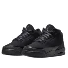 Jordan 3 Retro Black Cat (2025) detské nízke streetové tenisky čierne — produktová fotografia na bielom pozadí, bočný pohľad