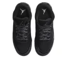 Jordan 3 Retro Black Cat (2025) detské nízke streetové tenisky čierne — produktová fotografia na bielom pozadí, bočný pohľad