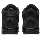 Jordan 3 Retro Black Cat (2025) detské nízke streetové tenisky čierne — produktová fotografia na bielom pozadí, bočný pohľad