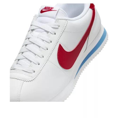 Nike Cortez Forrest Gump (2024) dámske nízke streetové tenisky biele-červené — produktová fotografia na bielom pozadí, bočný pohľad