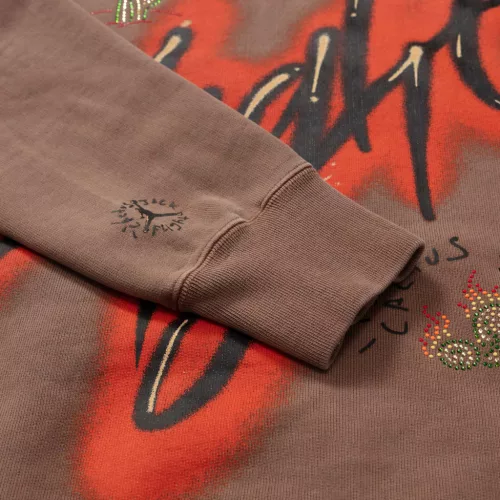 Travis Scott x Jordan Flight Graphic Hoodie Archaeo Brown mikina s kapucňou hnedá — produktová fotografia na bielom pozadí, bočný pohľad