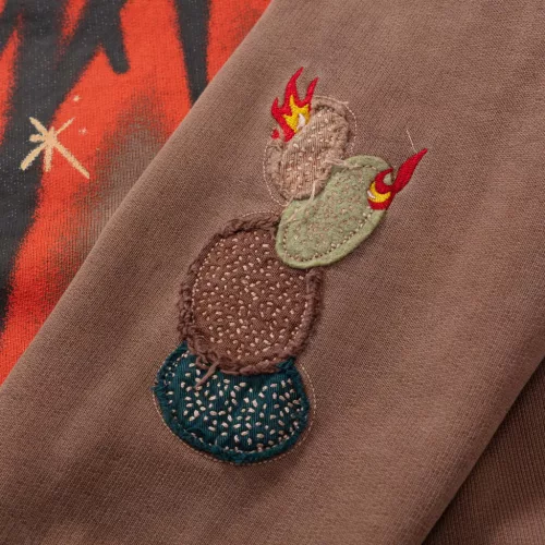 Travis Scott x Jordan Flight Graphic Hoodie Archaeo Brown mikina s kapucňou hnedá — produktová fotografia na bielom pozadí, bočný pohľad
