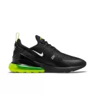 Nike Air Max 270 Black Neon nízke streetové tenisky čierne — produktová fotografia na bielom pozadí, bočný pohľad