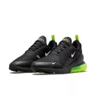 Nike Air Max 270 Black Neon nízke streetové tenisky čierne — produktová fotografia na bielom pozadí, bočný pohľad