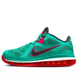 Nike LeBron 9 Low Reverse Liverpool nízke basketbalové tenisky — produktová fotografia na bielom pozadí, bočný pohľad