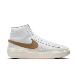 Nike Blazer Phantom Mid White Khaki polovysoké streetové tenisky lomené biele-biele — produktová fotografia na bielom pozadí, bočný pohľad
