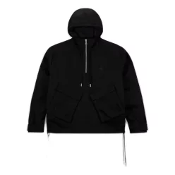 Air Jordan x Travis Scott 1/2-Zip Jacket 'Black' mikina čierna — produktová fotografia na bielom pozadí, bočný pohľad