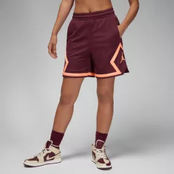 Jordan Sport Diamond Shorts Night Maroon/Night Maroon/Orange Pulse/Orange Pulse dámske šortky bordové-oranžové — produktová fotografia na bielom pozadí, bočný