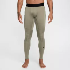 Nike Pro Dri-FIT Fitness Tights Light Army/Black pánske nohavice čierne — produktová fotografia na bielom pozadí, bočný pohľad