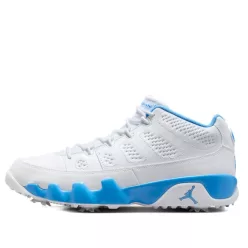 Jordan 9 Retro Low Golf White University Blue nízke streetové tenisky biele-modré — produktová fotografia na bielom pozadí, bočný pohľad