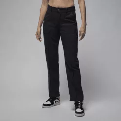 Jordan Woven Pants Black dámske nohavice čierne — produktová fotografia na bielom pozadí, bočný pohľad