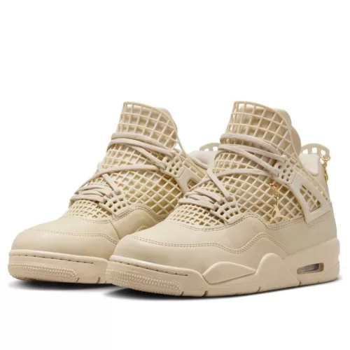 Jordan 4 Retro Net Rattan dámske nízke streetové tenisky — produktová fotografia na bielom pozadí, bočný pohľad