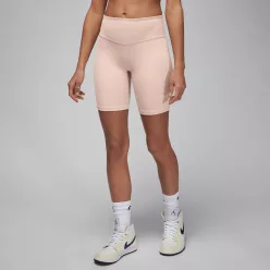 Jordan Sport High-Waisted 7" Bike Shorts Particle Beige/White dámske šortky béžové-biele — produktová fotografia na bielom pozadí, bočný pohľad