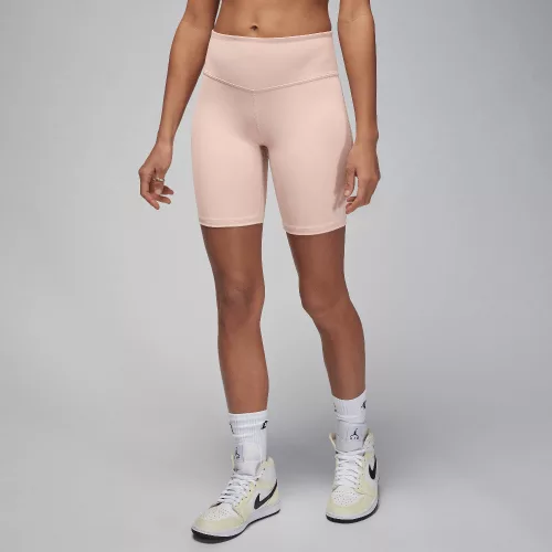 Jordan Sport High-Waisted 7" Bike Shorts Particle Beige/White dámske šortky béžové-biele — produktová fotografia na bielom pozadí, bočný pohľad