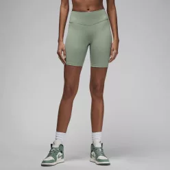 Jordan Sport High-Waisted 7" Bike Shorts Jade Smoke/White dámske šortky biele — produktová fotografia na bielom pozadí, bočný pohľad