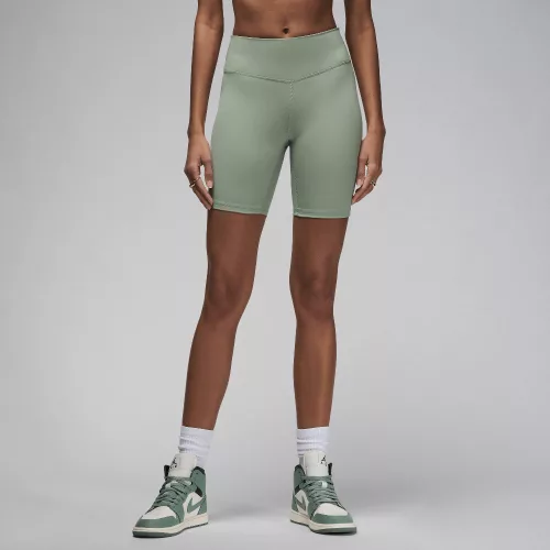 Jordan Sport High-Waisted 7" Bike Shorts Jade Smoke/White dámske šortky biele — produktová fotografia na bielom pozadí, bočný pohľad