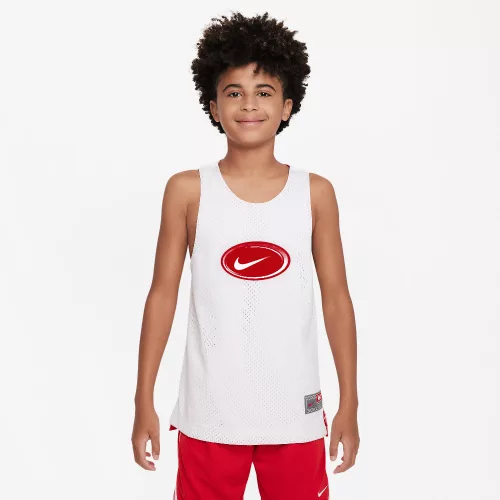 Nike Culture of Basketball Older Kids' Reversible Jersey White/University Red/University Red dres biely-červený — produktová fotografia na bielom pozadí, bočný