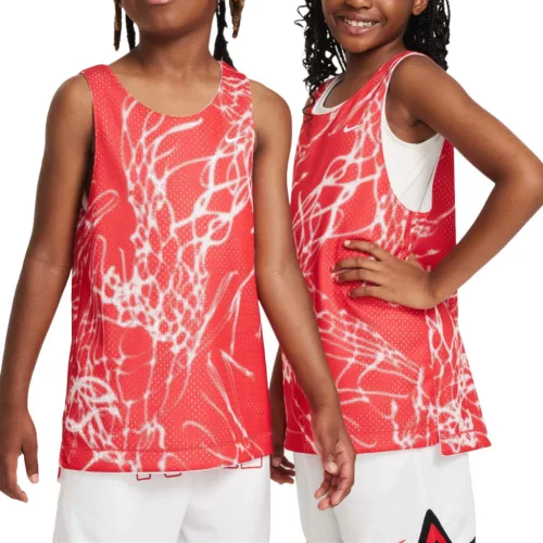 Nike Culture of Basketball Older Kids' Reversible Jersey White/University Red/University Red dres biely-červený — produktová fotografia na bielom pozadí, bočný
