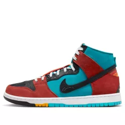 Nike SB Dunk High Di'orr Greenwood Navajo Arts vysoké skejtové tenisky — produktová fotografia na bielom pozadí, bočný pohľad