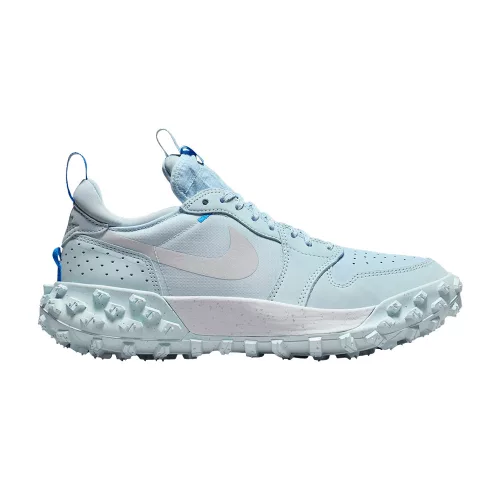 Jordan 1 Low Element Gore-Tex Glacier Blue Silver nízke streetové tenisky modré-strieborné — produktová fotografia na bielom pozadí, bočný pohľad