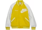 Nike x Nigo NRG Varsity Jacket Yellow bunda žltá — produktová fotografia na bielom pozadí, bočný pohľad