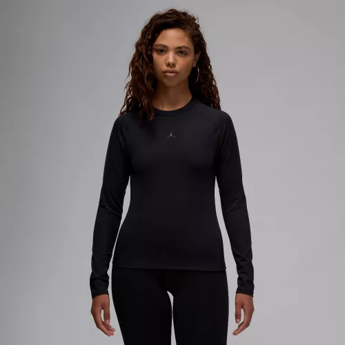 Jordan Sport Long-Sleeve Bodycon Top Black dámsky top čierny — produktová fotografia na bielom pozadí, bočný pohľad