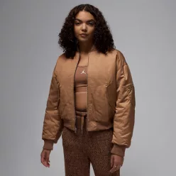 Jordan Renegade Jacket Archaeo Brown dámska bunda hnedá — produktová fotografia na bielom pozadí, bočný pohľad