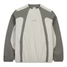 Nike x Corteiz Mid Layer Pullover Flat Pewter Grey mikina sivá — produktová fotografia na bielom pozadí, bočný pohľad