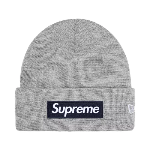 Supreme New Era Box Logo Beanie 'Heather Grey' unisex šiltovka sivá