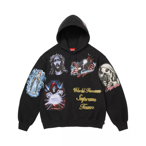 Supreme Stickers Hooded Sweatshirt Black unisex mikina čierna