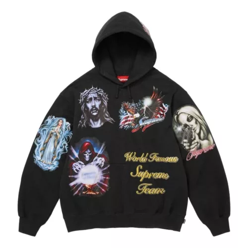 Supreme Stickers Hooded Sweatshirt Black unisex mikina čierna
