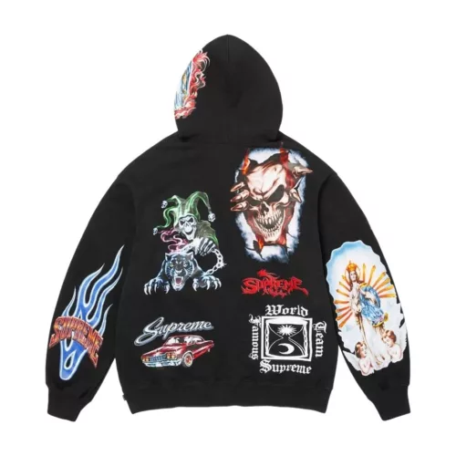 Supreme Stickers Hooded Sweatshirt Black unisex mikina čierna