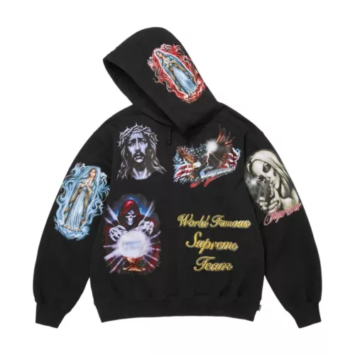 Supreme Stickers Hooded Sweatshirt Black unisex mikina čierna