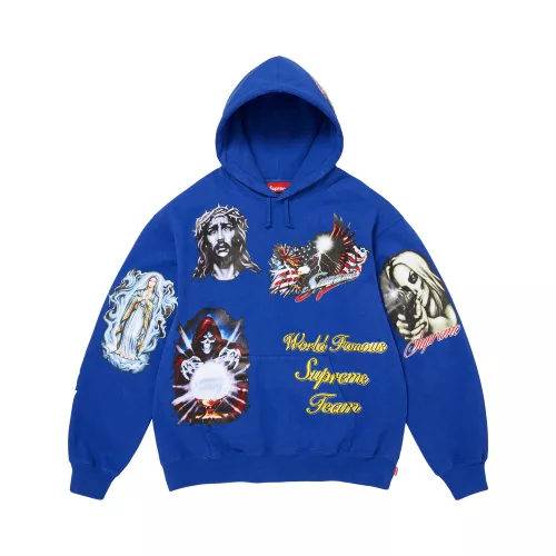 Supreme Stickers Hooded Sweatshirt Royal unisex mikina kráľovsky modrá