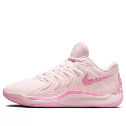 Nike KD 17 NRG Aunt Pearl nízke basketbalové tenisky — produktová fotografia na bielom pozadí, bočný pohľad