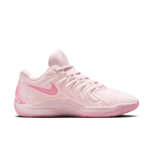 Nike KD 17 NRG Aunt Pearl nízke basketbalové tenisky — produktová fotografia na bielom pozadí, bočný pohľad