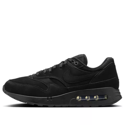 Nike Air Max 1 '86 OG Vanta Black nízke streetové tenisky čierne — produktová fotografia na bielom pozadí, bočný pohľad