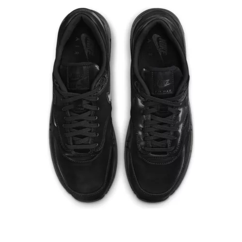 Nike Air Max 1 '86 OG Vanta Black nízke streetové tenisky čierne — produktová fotografia na bielom pozadí, bočný pohľad