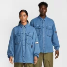 Nike x NOCTA Opal Lily Pad Denim Shirt Blue Denim tričko modré — produktová fotografia na bielom pozadí, bočný pohľad