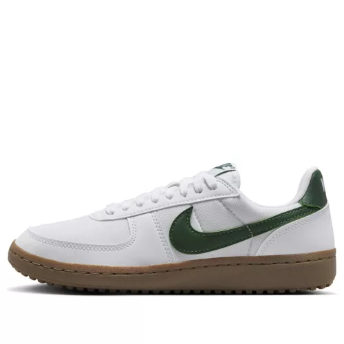 Nike Field General White Gum Dark Brown Gorge Green dámske nízke streetové tenisky biele-zelené — produktová fotografia na bielom pozadí, bočný pohľad