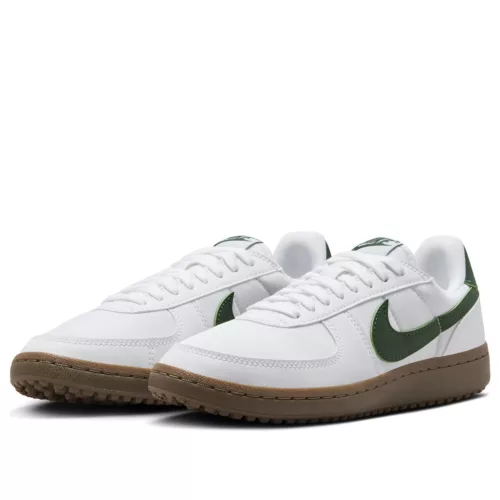 Nike Field General White Gum Dark Brown Gorge Green dámske nízke streetové tenisky biele-zelené — produktová fotografia na bielom pozadí, bočný pohľad