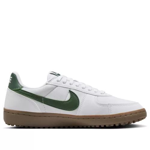 Nike Field General White Gum Dark Brown Gorge Green dámske nízke streetové tenisky biele-zelené — produktová fotografia na bielom pozadí, bočný pohľad