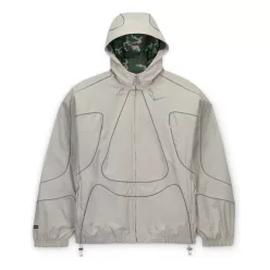 Nike x Corteiz Tracksuit Jacket Grey bunda sivá — produktová fotografia na bielom pozadí, bočný pohľad