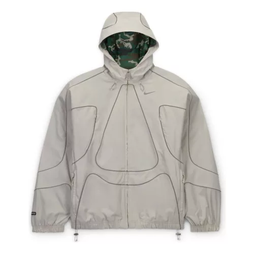 Nike x Corteiz Tracksuit Jacket Grey bunda sivá — produktová fotografia na bielom pozadí, bočný pohľad