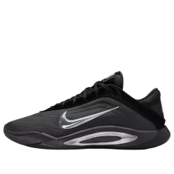 Nike A'ja Wilson A'One Black Dark Smoke Grey dámske nízke basketbalové tenisky čierne-strieborné — produktová fotografia na bielom pozadí, bočný pohľad